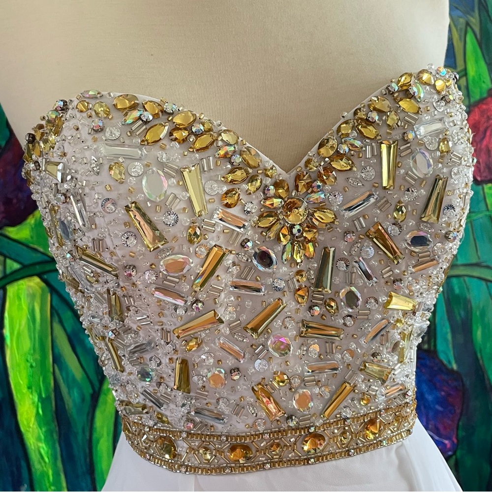Strapless Wedding Dress Evening Formal Gown Holiday Party Prom Bridal Bride - Picture 3 of 13